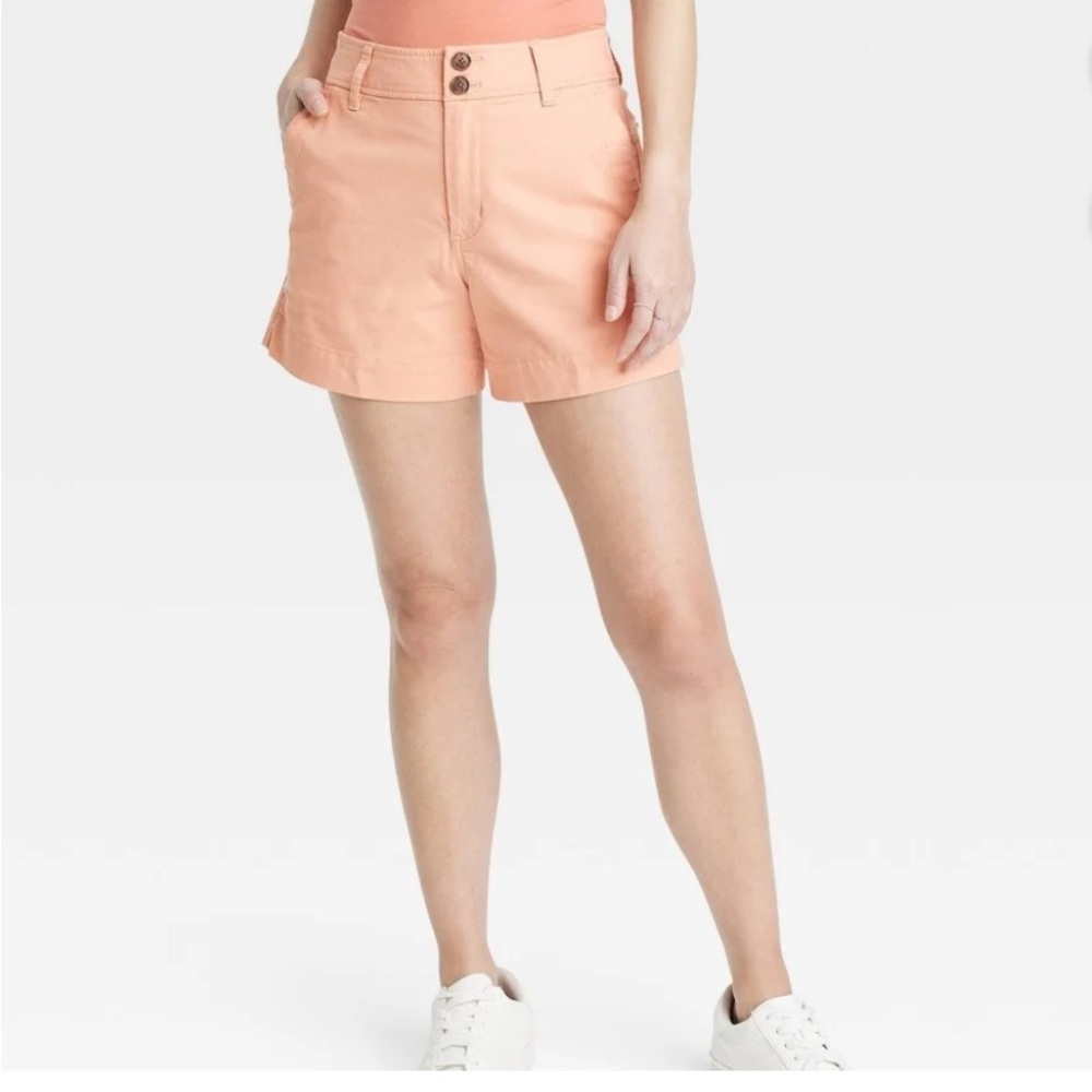 A New Day Women's High-Rise Everyday Shorts Size 2 Peach 98% Cotton/2% Spandex - Picture 6 of 10